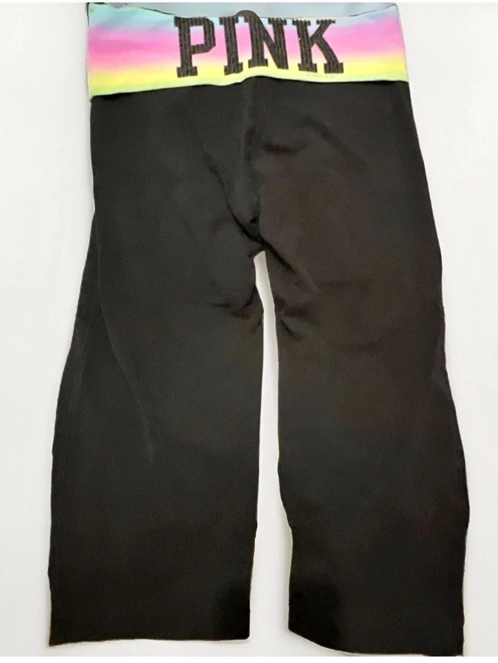 VINTAGE 2011 VS PINK Rainbow Bling Foldover Capri Yoga Pants - Size S